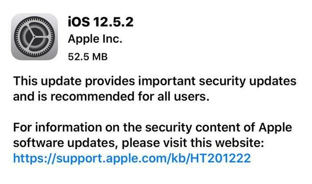 浩口镇苹果手机维修分享iOS12.5.2发布，建议所有老苹果用户安装 